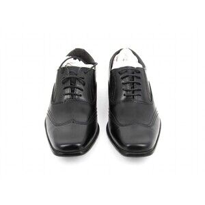 Parrazo ModaItaly Mens 7.5 Black Wingtip Oxford Lace Up Square Toe Dress Shoes